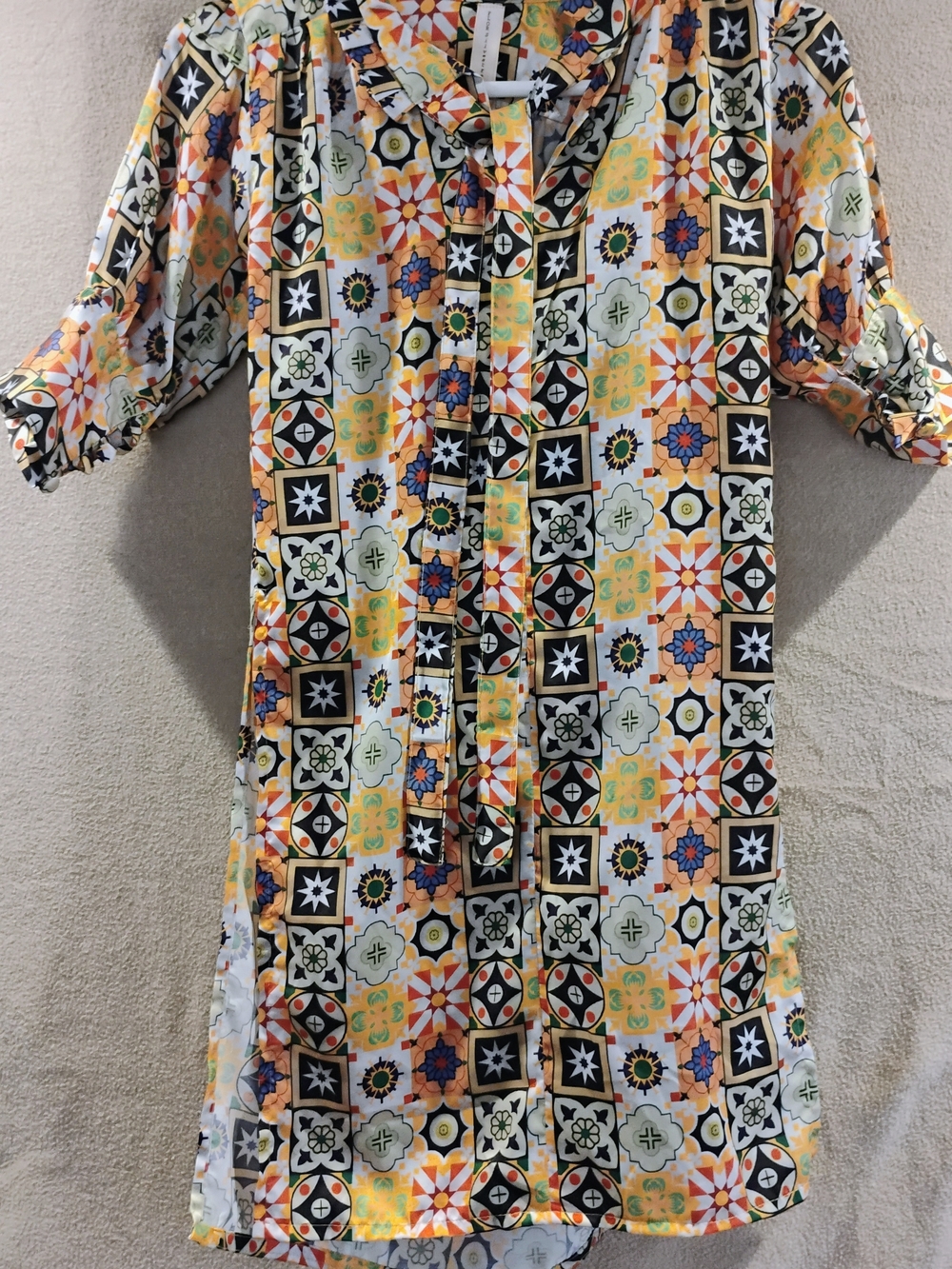 Women's Yellow Multi-Print Button-Front Dress